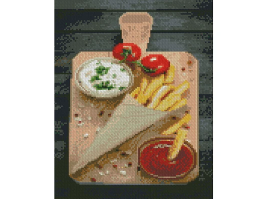Алмазная мозаика ПРЕМИУМ Дощечка вкусной еды размером 30х40 см (HX492) купить в интернет магазине подарков ПраздникШоп