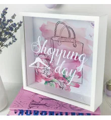 Деревянная копилка для денег "Shopping day" купить в интернет магазине подарков ПраздникШоп
