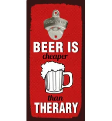 Настінна відкривачка для пляшок "Beer is cheaper than therary" купить в интернет магазине подарков ПраздникШоп