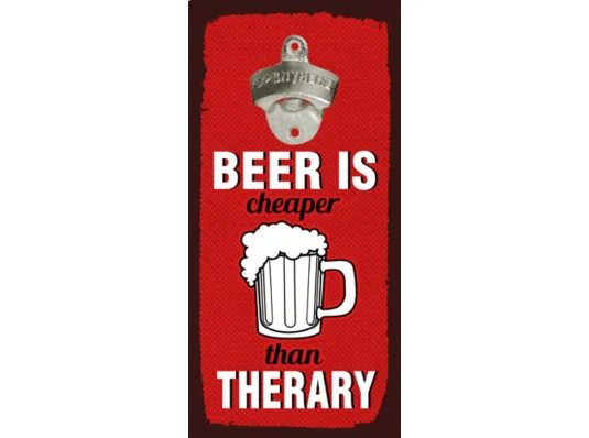 Настінна відкривачка для пляшок "Beer is cheaper than therary" купить в интернет магазине подарков ПраздникШоп