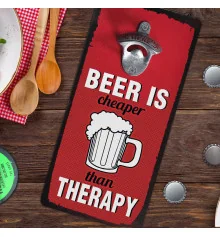 Настенная открывалка для бутылок "Beer is cheaper than therary" купить в интернет магазине подарков ПраздникШоп