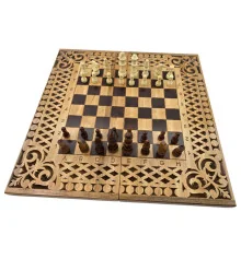 Нарды-шахматы-шашки (56×28×6 см),резные,деревянные,с фигурами и фишками массив дерева купить в интернет магазине подарков ПраздникШоп