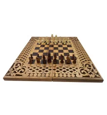 Нарды-шахматы-шашки (56×28×6 см),резные,деревянные,с фигурами и фишками массив дерева купить в интернет магазине подарков ПраздникШоп