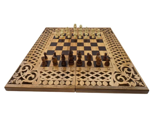 Нарды-шахматы-шашки (56×28×6 см),резные,деревянные,с фигурами и фишками массив дерева купить в интернет магазине подарков ПраздникШоп