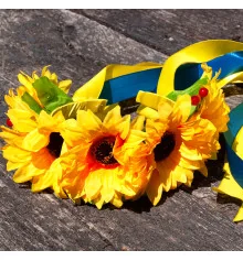 Украинский веночек на ободке с лентами Соломия 12224 (желтый) купить в интернет магазине подарков ПраздникШоп