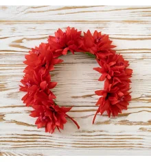 Украинский веночек на ободке цветочный Полтавская Краля 13690 (красный) купить в интернет магазине подарков ПраздникШоп