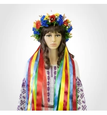 Украинский веночек объемный с лентами на голову с лентами на голову Цветана 11236 купить в интернет магазине подарков ПраздникШоп
