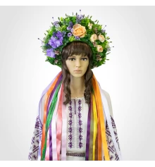 Украинский венок высокий с лентами на голову  Радомира с лентами 13700 купить в интернет магазине подарков ПраздникШоп