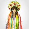 Український вінок високий зі стрічками на голову Зореслава 13696
