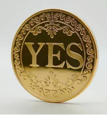 Сувенірна монета прийняття рішень YES/NO (золота) купить в интернет магазине подарков ПраздникШоп