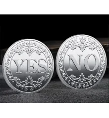 Сувенірна монета прийняття рішень YES/NO (срібна) купить в интернет магазине подарков ПраздникШоп