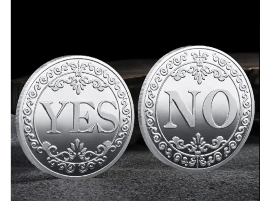 Сувенирная монета принятия решений YES/NO (серебряная) купить в интернет магазине подарков ПраздникШоп