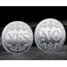 Сувенирная монета принятия решений YES/NO (серебряная)