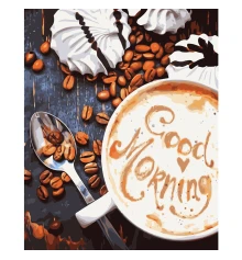 Картина по номерам ПРЕМИУМ Кофе Good Morning с лаком размером 40х50 см VA-1143 купить в интернет магазине подарков ПраздникШоп