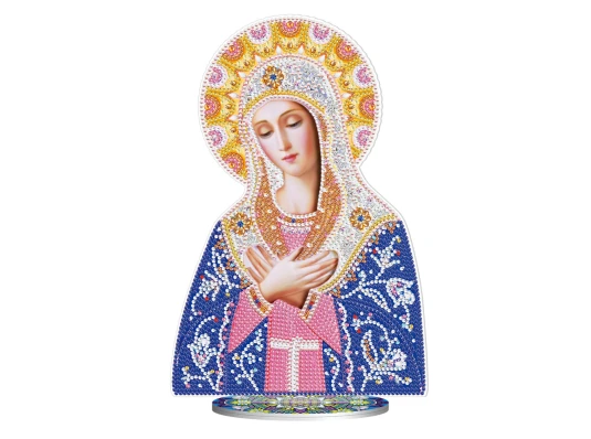 Алмазная мозаика ПРЕМИУМ Икона Божьей Матери на подставке размером 30х30 см (BJP202) купить в интернет магазине подарков ПраздникШоп