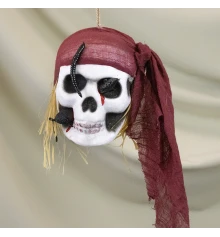 Декор подвесной череп Пират 13800 (бордовый) купить в интернет магазине подарков ПраздникШоп