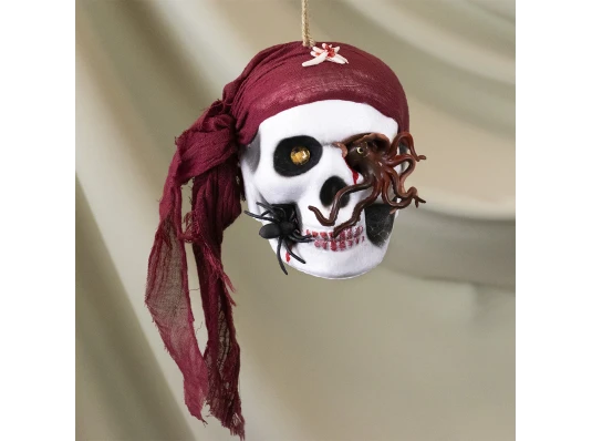 Декор подвесной череп Корсар 13796 (бордовый) купить в интернет магазине подарков ПраздникШоп