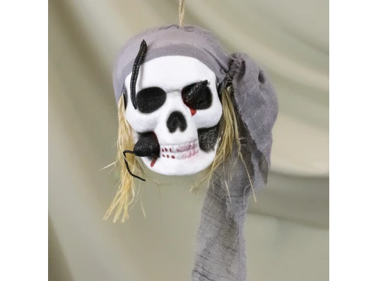 Декор подвесной череп Пират 13803 (серый) купить в интернет магазине подарков ПраздникШоп