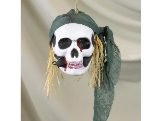 Декор подвесной череп Пират 13801 (бутылочно-зеленый) купить в интернет магазине подарков ПраздникШоп
