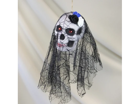 Декор подвесной череп Дева в монтилье 13812 (черный) купить в интернет магазине подарков ПраздникШоп