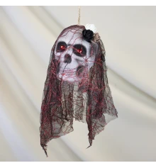 Декор подвесной череп Дева в монтилье 13810 (черный с красным) купить в интернет магазине подарков ПраздникШоп