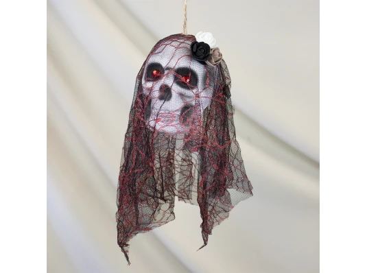 Декор подвесной череп Дева в монтилье 13810 (черный с красным) купить в интернет магазине подарков ПраздникШоп