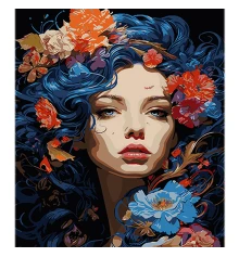 Картина по номерам Девушка с цветами в волосах на черном фоне размером 40х50 см (AH1116) купить в интернет магазине подарков ПраздникШоп