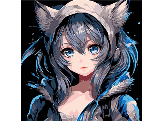 Картина по номерам ПРЕМИУМ Мир аниме девочки на черном фоне размером 30х30 см (SH3030-2) купить в интернет магазине подарков ПраздникШоп