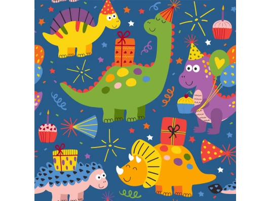 Картина по номерам ПРЕМИУМ Цветные динозаврики с лаком и с уровнем размером 30х30 см (ES-0812) купить в интернет магазине подарков ПраздникШоп