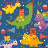 Картина по номерам ПРЕМИУМ Цветные динозаврики с лаком и с уровнем размером 30х30 см (ES-0812)