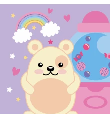 Картина по номерам ПРЕМИУМ Милый медвежонок с лаком и с уровнем размером 30х30 см (ES-0814) купить в интернет магазине подарков ПраздникШоп