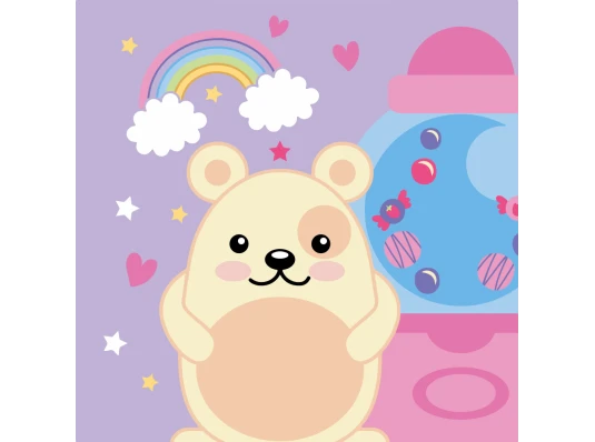 Картина по номерам ПРЕМИУМ Милый медвежонок с лаком и с уровнем размером 30х30 см (ES-0814) купить в интернет магазине подарков ПраздникШоп