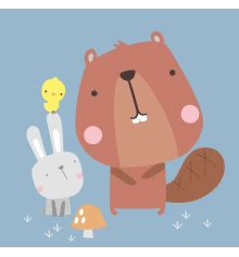 Картина по номерам ПРЕМИУМ Бобер с ушастиком с лаком и с уровнем размером 30х30 см (ES-0851) купить в интернет магазине подарков ПраздникШоп