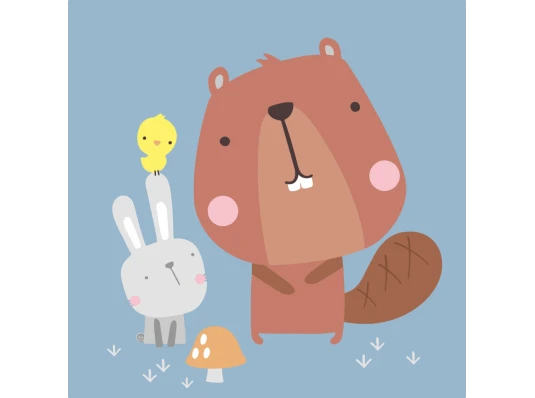 Картина по номерам ПРЕМИУМ Бобер с ушастиком с лаком и с уровнем размером 30х30 см (ES-0851) купить в интернет магазине подарков ПраздникШоп