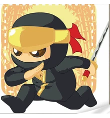 Картина по номерам ПРЕМИУМ Ниндзя с японским мечом с лаком и уровнем размером 30х30 см (ES-0863) купить в интернет магазине подарков ПраздникШоп