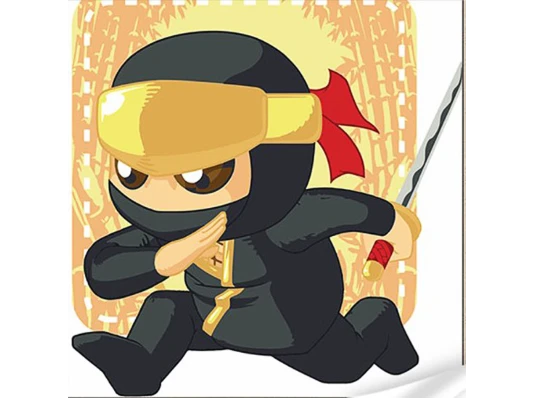 Картина по номерам ПРЕМИУМ Ниндзя с японским мечом с лаком и уровнем размером 30х30 см (ES-0863) купить в интернет магазине подарков ПраздникШоп