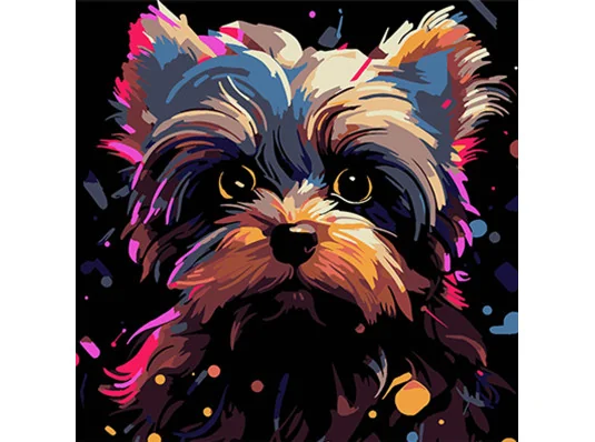 Картина по номерам ПРЕМИУМ Йорк цветовая экспрессия на черном фоне размером 30х30 см (SH3030-23) купить в интернет магазине подарков ПраздникШоп