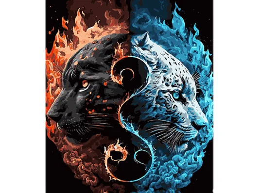 Картина по номерам Инь-Янь пантеры на черном фоне размером 40х50 см (AH1111) купить в интернет магазине подарков ПраздникШоп