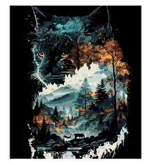 Картина по номерам Кошка в двойной экспозиции на черном фоне размером 40х50 см (AH1128) купить в интернет магазине подарков ПраздникШоп