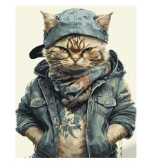 Картина по номерам ПРЕМИУМ Кот в джинсовке размером 40х50 см (GS979) купить в интернет магазине подарков ПраздникШоп