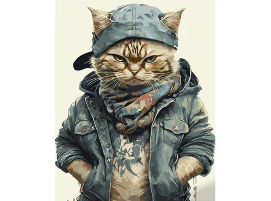 Картина по номерам ПРЕМИУМ Кот в джинсовке размером 40х50 см (GS979) купить в интернет магазине подарков ПраздникШоп