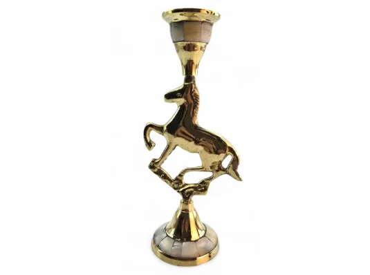 Подсвечник бронзовый с перламутром "Конь" купить в интернет магазине подарков ПраздникШоп