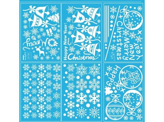 Интерьерная наклейка Зимние узоры Колокольчики и Шарики (9 листов А4) купить в интернет магазине подарков ПраздникШоп