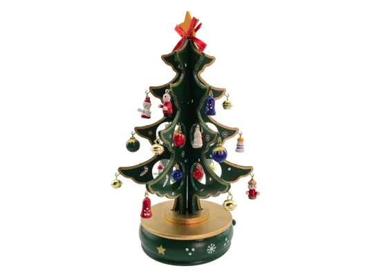 Ялинка дерев'яна музична настільна з міні-іграшками купить в интернет магазине подарков ПраздникШоп