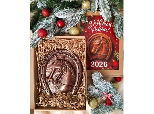 Шоколадна підкова "Рік Коня 2026" купить в интернет магазине подарков ПраздникШоп