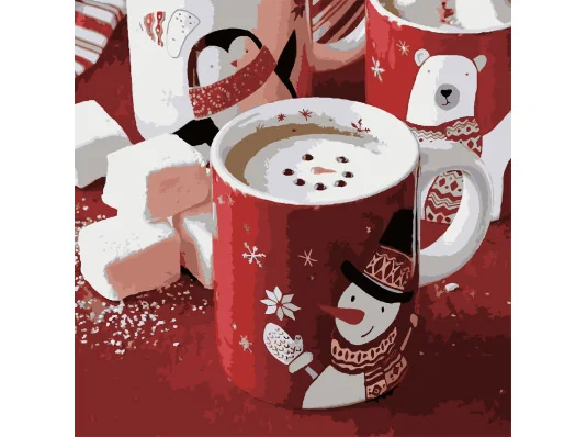 Картина по номерам ПРЕМИУМ Зимняя чашка размером 40х40 см (FF-1003) купить в интернет магазине подарков ПраздникШоп