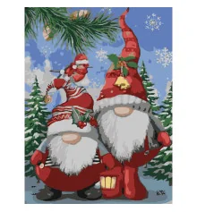 Картина по номерам ПРЕМИУМ Рождественские гномы с лаком и уровнем размером 30х40 см (SS1224) купить в интернет магазине подарков ПраздникШоп