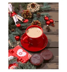 Картина по номерам ПРЕМИУМ Зимний кофе с лаком и уровнем размером 30х40 см (SS1237) купить в интернет магазине подарков ПраздникШоп