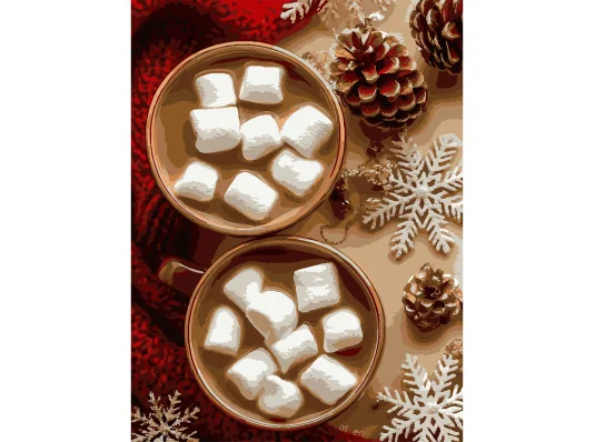 Картина по номерам ПРЕМИУМ Какао из маршмелоа с лаком и с уровнем размером 30х40 см (SS1238) купить в интернет магазине подарков ПраздникШоп