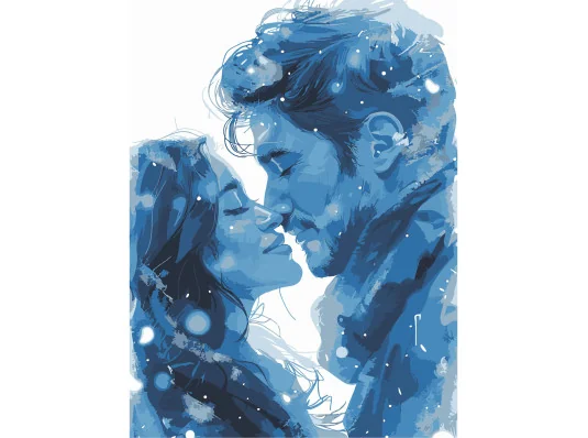 Картина по номерам ПРЕМИУМ Влюбленные зимой с лаком и уровнем размером 30х40 см (SS1246) купить в интернет магазине подарков ПраздникШоп